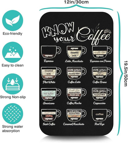 Fun Coffee Mat 19inx12in, Coffee Bar Mat