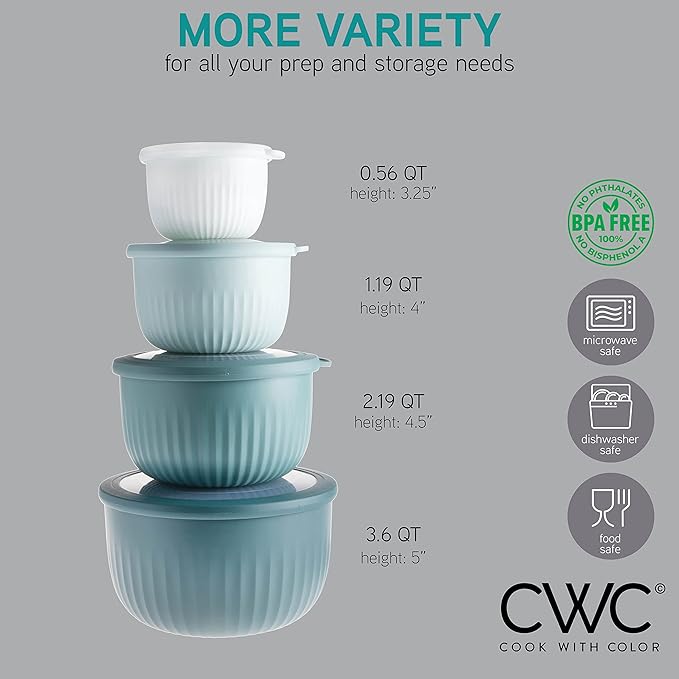 COOK WITH COLOR 4pc Plastic Mixing Bowl Set with Lids