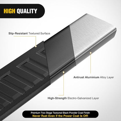 Nilight Running Boards for 2007-2018 Chevy Silverado/GMC Sierra 1500 Double Extended Cab 2007-2019 Chevy Silverado/GMC Sierra 2500HD 3500HD 6 Inch Aluminum Side Step Nerf Bars