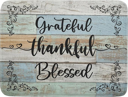 Rustic Wood Dish Drying Mat 18x24 Inch Grateful Thankful Blessed Kitchen