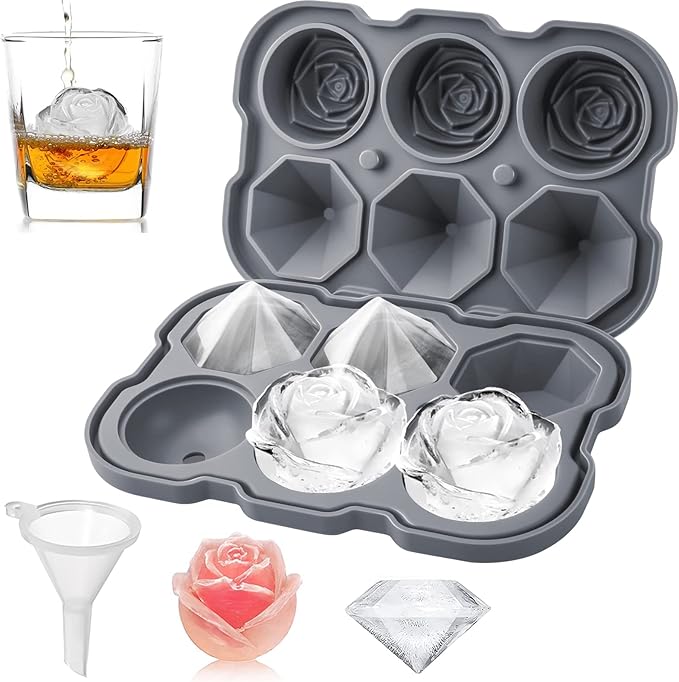 Ice Cube Tray, Mikiwon 2 inch Rose Ice Cube Trays