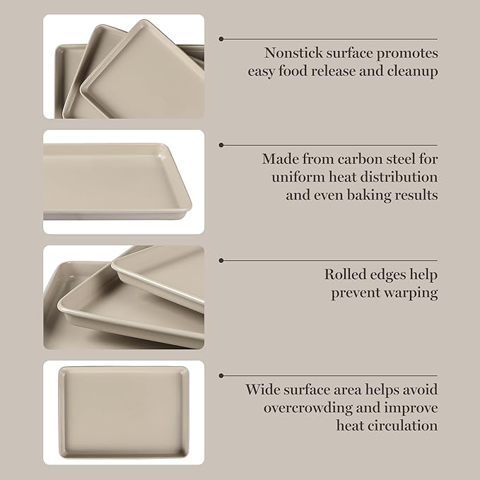 Martha Stewart Gallen 3-Piece Cookie Sheet Set – 13", Ceramic Nonstick