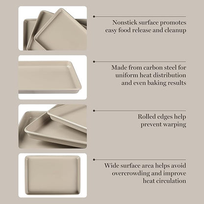 Martha Stewart Gallen 3-Piece Cookie Sheet Set – 13", Ceramic Nonstick