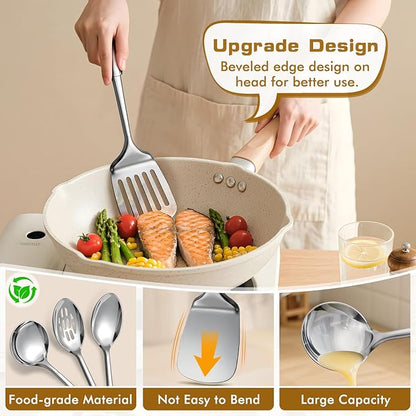 9 Pcs Cooking Utensils Set, Stainless Steel Kitchen Utensils, Heat Resistant