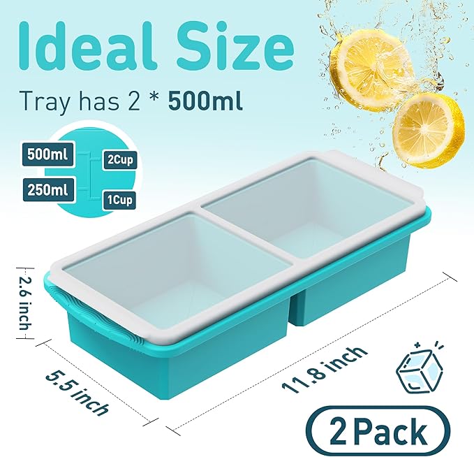 Silicone Freezer Tray with Lid Soup Freezer Container Molds with Steel