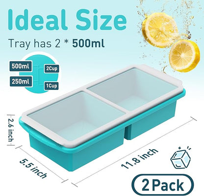 Silicone Freezer Tray with Lid Soup Freezer Container Molds with Steel
