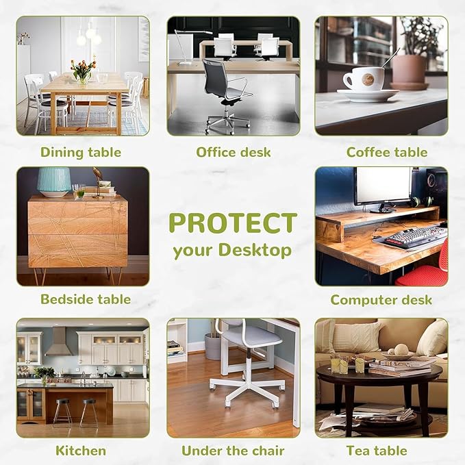 42 x 120 Inch Clear Table Cover Protector, Clear Table Protector for Dining Room Table, 1.5mm Plastic Table Cover, Waterproof Table Pad for Kitchen, Office