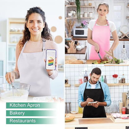 Jubatus 2 Pack 3 Pockets Adjustable Bib Apron Chef Kitchen Cooking Aprons