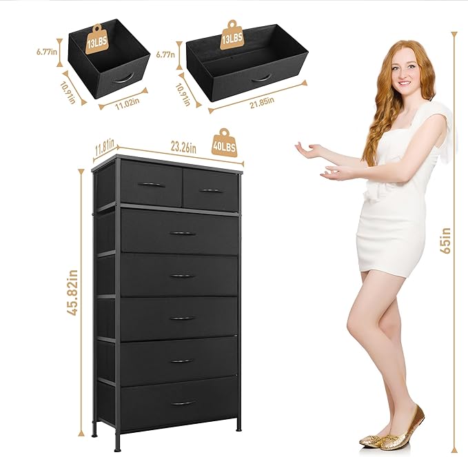 Mifuro Tall Dresser for Bedroom, Vertical Storage Organizer Tower