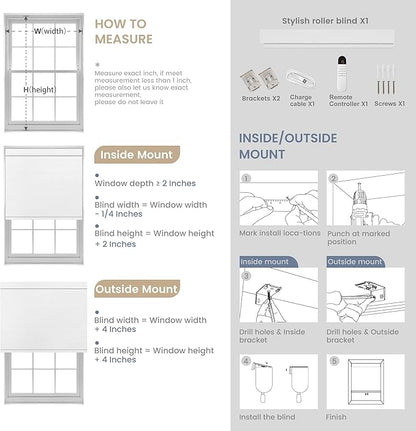 Boolegon Motorized 100% Blackout Roller Blinds