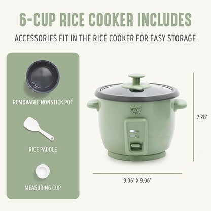GreenLife Rice Cooker with Removable PFAS-Free Ceramic Nonstick Pot, 3-Cups