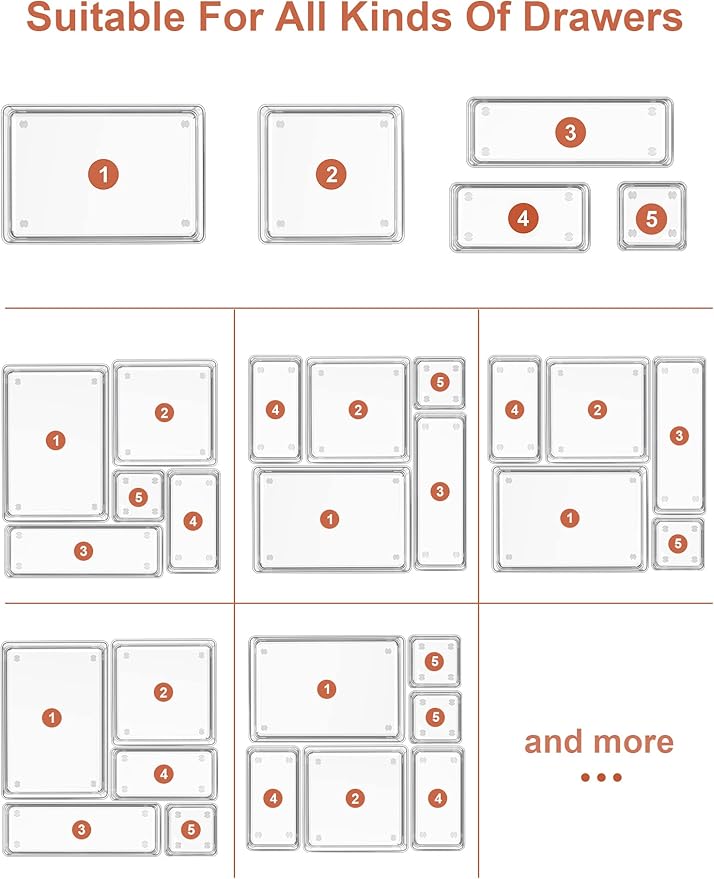 SMARTAKE 16-Piece Drawer Organizer