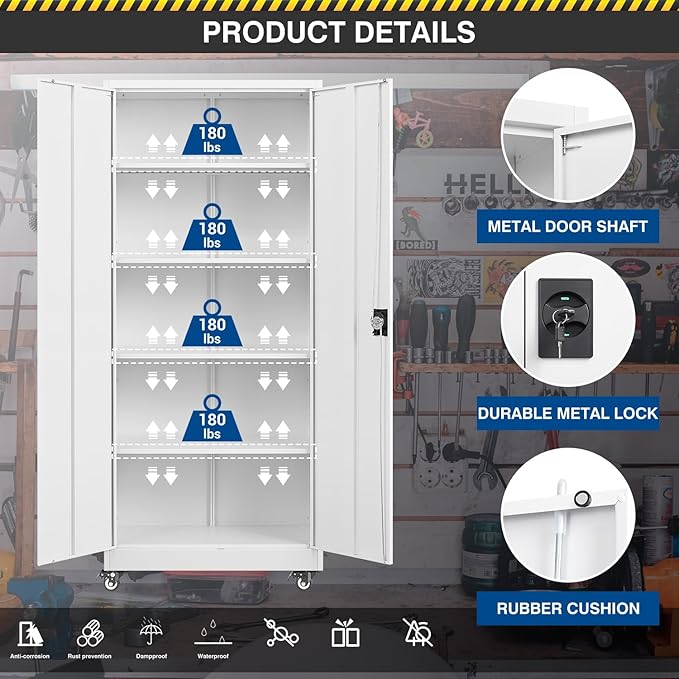 Metal Rolling Storage Cabinet-74.6” Tall Steel File Cabinets