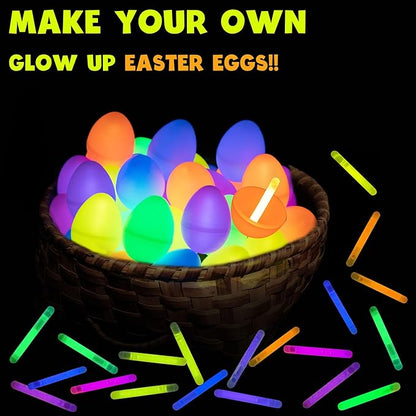 POPGIFTU 120 Mini Glow Sticks Bulk (1.96"), 6 Bright Colors ??Glow-in-the-Dark Small Sticks for Easter Eggs, Basket Stuffers, Party Favors, Neon Parties, Weddings, Halloween, Classroom Prizes