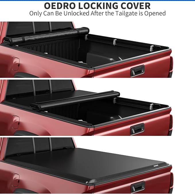 OEDRO Roll Up Soft Truck Bed Tonneau Cover Compatible with 2002-2024 Dodge Ram 1500, 2003-2026 Dodge Ram 2500 3500 8ft Bed w/o Rambox