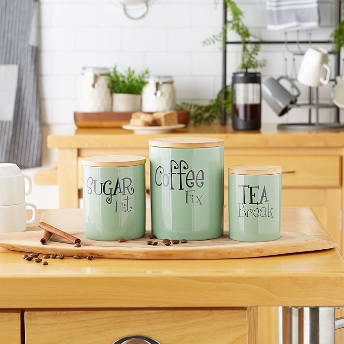 DII Kitchen Accessories Retro Collection Ceramics, Canister Set, 3 Piece