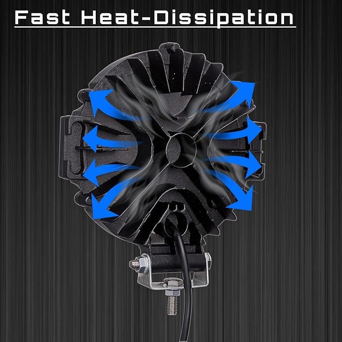 Offroad Lights, 7 Inch Round Off Road Light Pods 210W 10000lm LED Offroad Driving Auxiliary Lighting 12V 24V for Trucks ATV SXS RZR UTV Golf Cart 4x4 Car Jeep Off-Roading Waterproof, 2 Pack