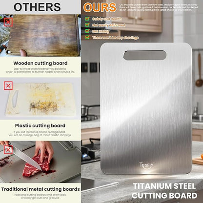 2 Pack Titanium Cutting Board -100% Pure Titanium Cutting Boards