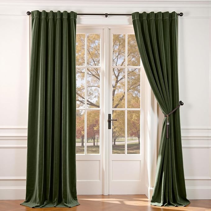 Lazzzy Velvet Blackout Extra Long Curtains Thermal Insulated Room Window Drapes
