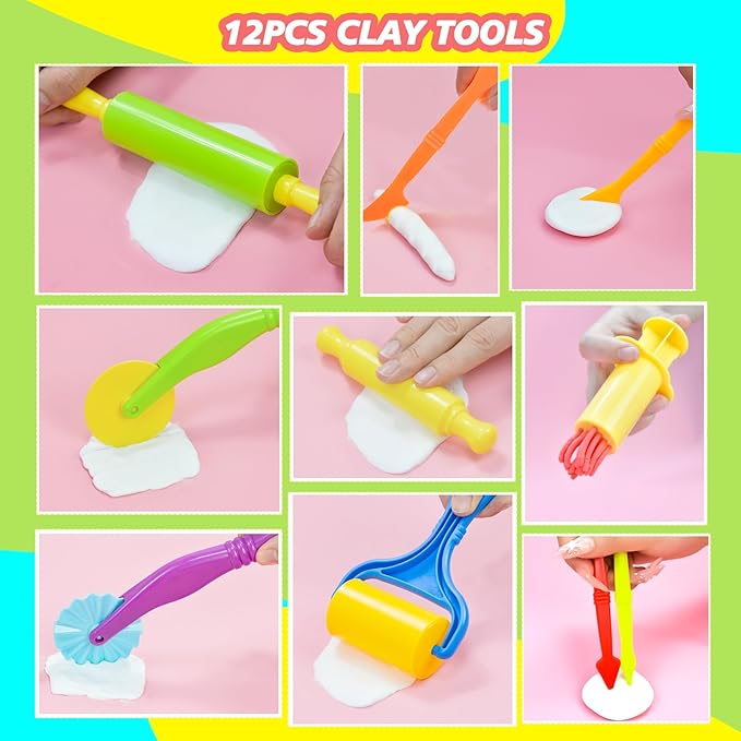 Dough Tool Set, Dough Accessories Includes Storage Container, 3D Animal