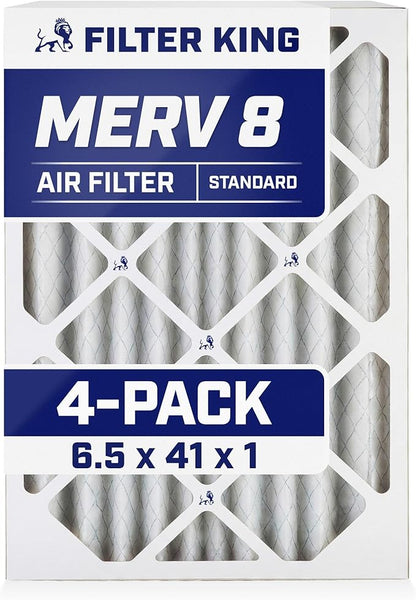 Filter King 6.5x41x1 Air Filter | 4-PACK | MERV 8 HVAC Pleated A/C Furnace