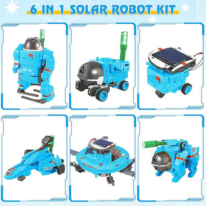 STEM Projects for Kids Ages 8-12 Solar Robot Kit 6-in-1 Space Toys for 10-Year-Old Boy Girl Gift Building Toys Science Kits Christmas Birthday Gifts for 8 9 10 11 12 Year Old, Blue
