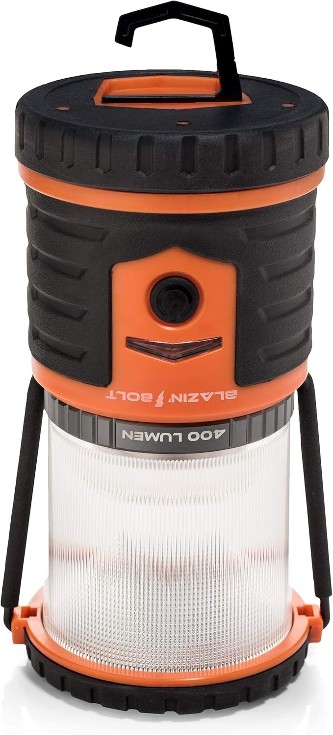 Blazin Bolt Rugged USB Rechargeable Lantern | 6000mAh Power Bank | 400 Lumen | 400 Hours of Light | 6 Modes | Camping, Emergency, Power Outage, Storm, Blizzard, Hurricane Survival