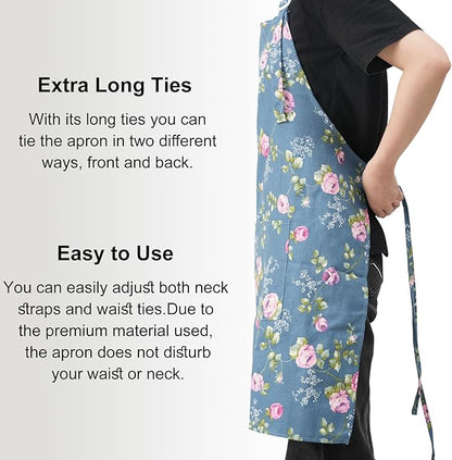 DILLMAN Aprons for Women with Pockets Cotton Linen Cooking Kitchen Baking Soft