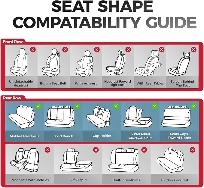 FREESOO Front Car Seat Covers - Luxury Breathable Waterproof Faux Leather Car Seat Cushion Protectors with Lumbar Support, Universal Fit for Most 5 Seats Vehicles, Sedans, Hatchbacks, and Trucks, Gray