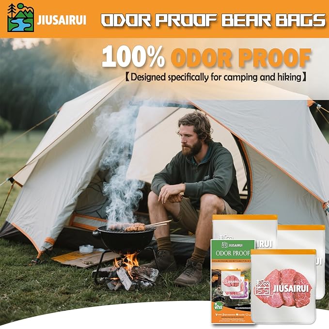 Odor Proof Bear Bags for Food Backpacking: 3Pack Reusable Bear Proof Food Storage Designed to Use with Bear Canister for Backpacking fit Camping Hiking Water Sports
