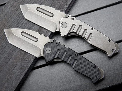 Gtk137 Folding Knife D2 Steel Blade G10 &Steel Handle EDC Tool Knife for Outdoor Camping(G10&Steel)