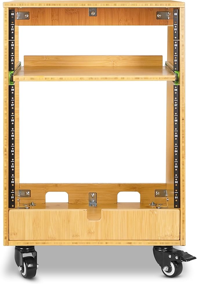 Sound Town DIY Solid Carbonized Bamboo Slanted 12U Studio Rack,