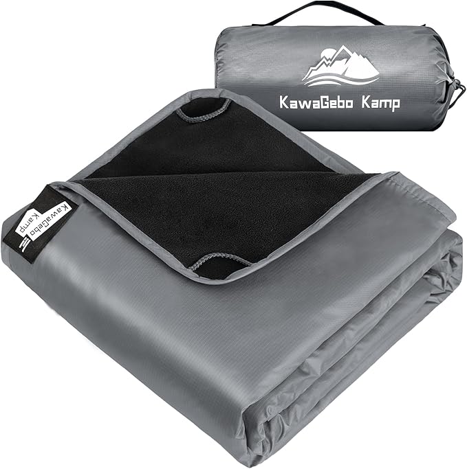 Fleece Waterproof Outdoor Blanket - Windproof Stadium Blanket for Camping, Picnics, and Sports Stay Dry and Comfortable 80"x 58"(Gray)