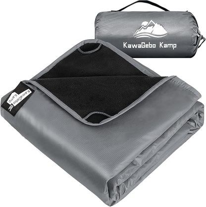 Fleece Waterproof Outdoor Blanket - Windproof Stadium Blanket for Camping, Picnics, and Sports Stay Dry and Comfortable 80"x 58"(Gray)
