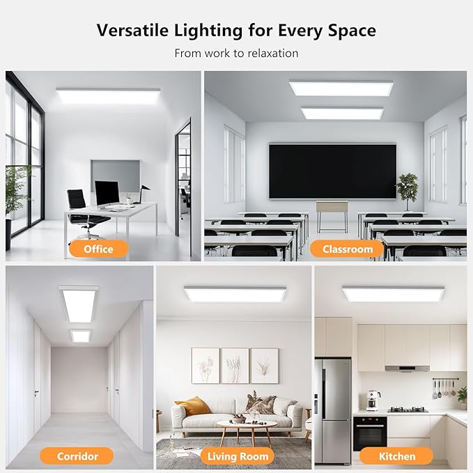 AIKVSXER 42 Pack 1x4 LED Flat Panel Light, 50W 5500LM Surface Mount Ceiling