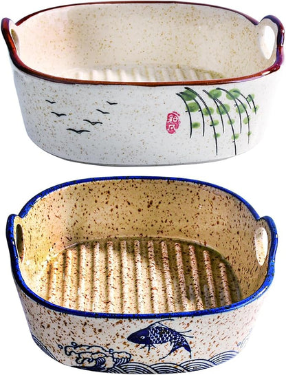 Japanese Style Ceramic Casserole Dish, 6.7-Inch Square Baking Dish