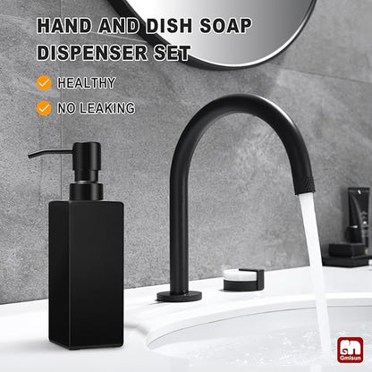 GMISUN Black Soap Dispenser, Hand Soap Dispenser Bathroom, 12oz Glass Soap