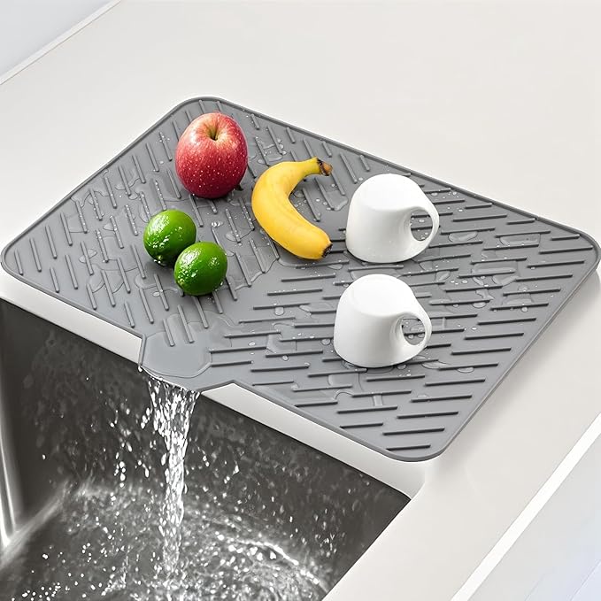 Silicone Dish Drying Mat 23x17, Food-Grade Silicone, Easy Clean Pad