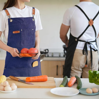 Aoomzoon Canvas Aprons for Men Chef Apron, Work Apron - 16oz Heavy Duty Cross