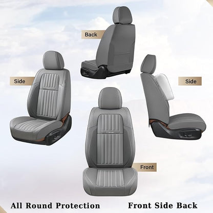 Coverado Car Seat Covers Full Set, Seat Covers for Cars,Gray Car Seat Cover, Waterproof Car Seat Protector, 5 Pieces Nappa Car Seat Cushion, Car Seat Covers Front Seats and Back Fit for Most Cars