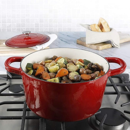 Crock-Pot Artisan 7-Quart Round Enameled Cast Iron Dutch Oven – Scarlet Red