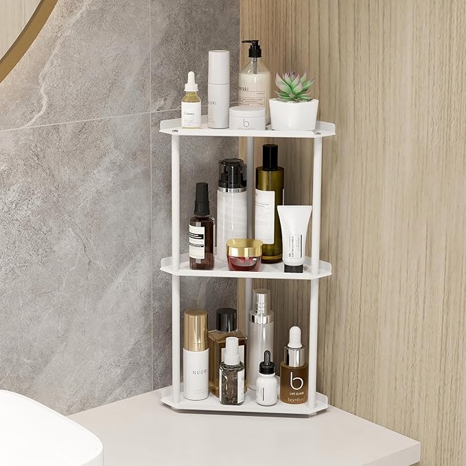 Jesginboo 3 Tier Bathroom Counter Organizer, Vanity Organizer Corner Shelf