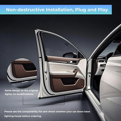 Car Door Light Logo Projector, Upgraded 4K HD LED Lights Compatible with A1/A3/A4/A5/A6/A7/A8/Q3/Q5/Q7/Q8/R8/TT Series Car Accessories (AU-DII-2PC)