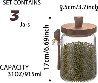 Set of 3 Glass Jars Containers