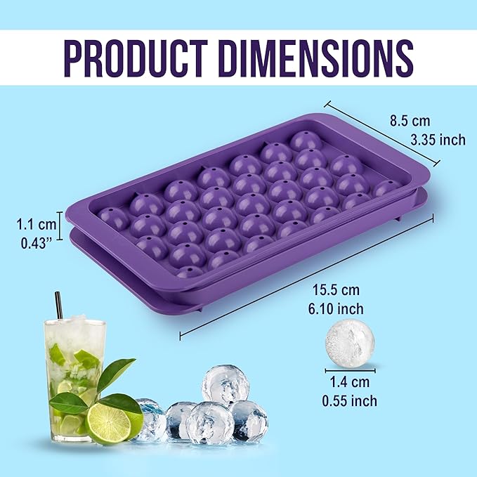 Small Ice Cube Trays for Freezer – 2 Pack Hard Plastic Mini Ice Cube Trays
