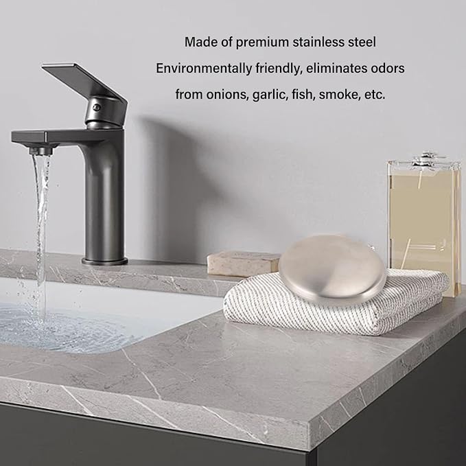 Stainless Steel Soap Bar for Hands, Odor Remover for Garlic, Fish & Onion Smells, Reusable Metal Soap for Kitchen, Cooking & Outdoor Use, Dishwasher Safe (1pcs)