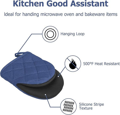 Oven Mitts and Pot Holders Set, Heat Resistant Silicone Kitchen Mini Oven