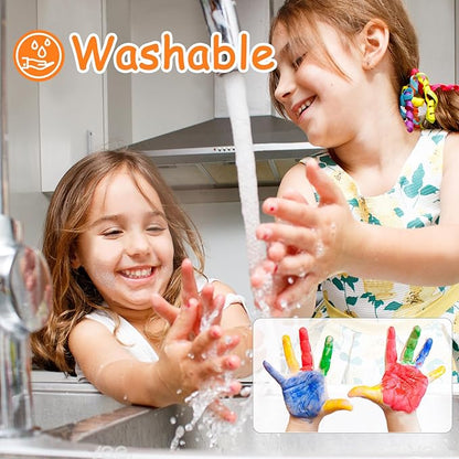 ABEIER Washable Finger Paint for Toddlers, Safe Non-Toxic, 12 Vibrant Colors (1.21fl oz), Baby Safe Paint for Hand and Feet, Mess Free Art Supplies for Kids, Preschool Learning Gifts, Ages 1-3 4 5 6+