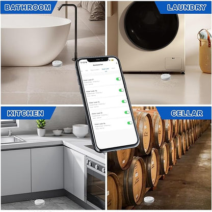 WiFi Water Leak Detectors 5 Pack, 120dB Adjustable Loud Water Leak Sensor