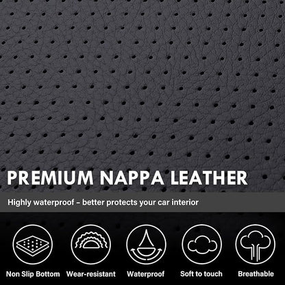 Coverado Full Set Seat Covers Faux Leather(Black) Easy Install,Waterproof, Custom Fit Chevy Silverado/GMC Sierra (2007-2013/2019-2025 1500; 2020-2025 2500HD/3500HD) Crew/Double/Extended Cab